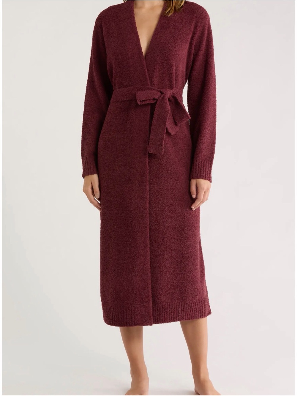 UGG Burgundy Plush Long Belted Robe